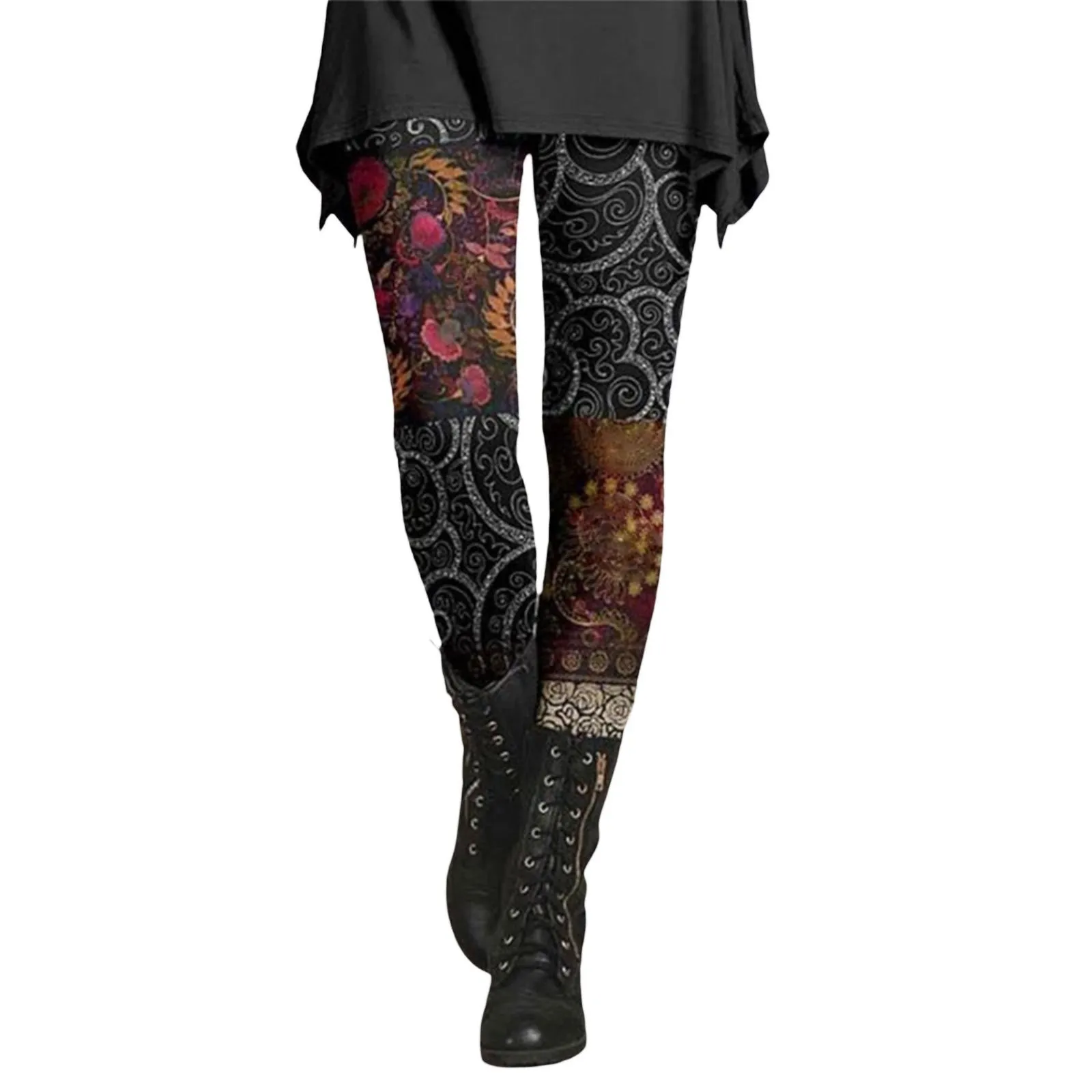Women's Fashionable Retro Ethnic Style Slimming Printed Leggings
