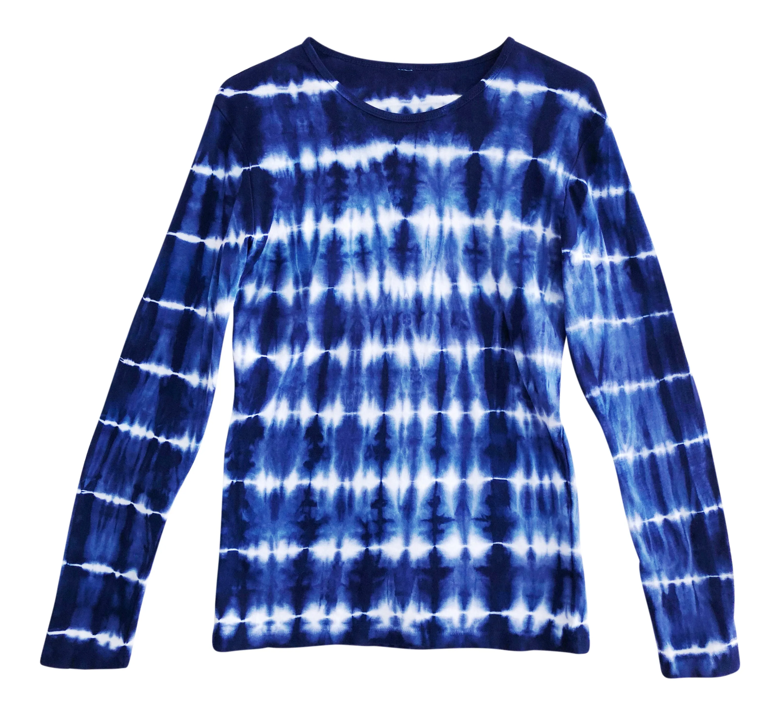 Women's Long Sleeve Blue Tie Dye T Shirt