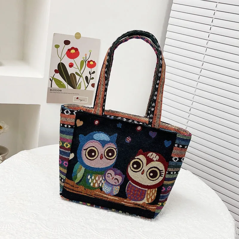 Women's Vintage Embroidery Large Capacity Cloth Ethnic Style Shoulder Bags