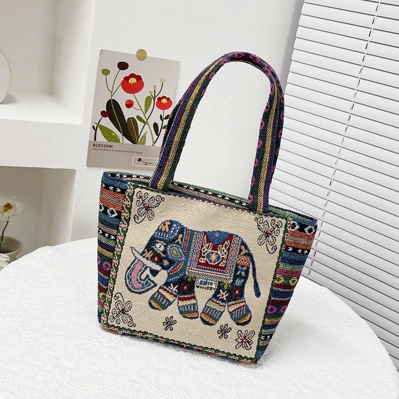 Women's Vintage Embroidery Large Capacity Cloth Ethnic Style Shoulder Bags