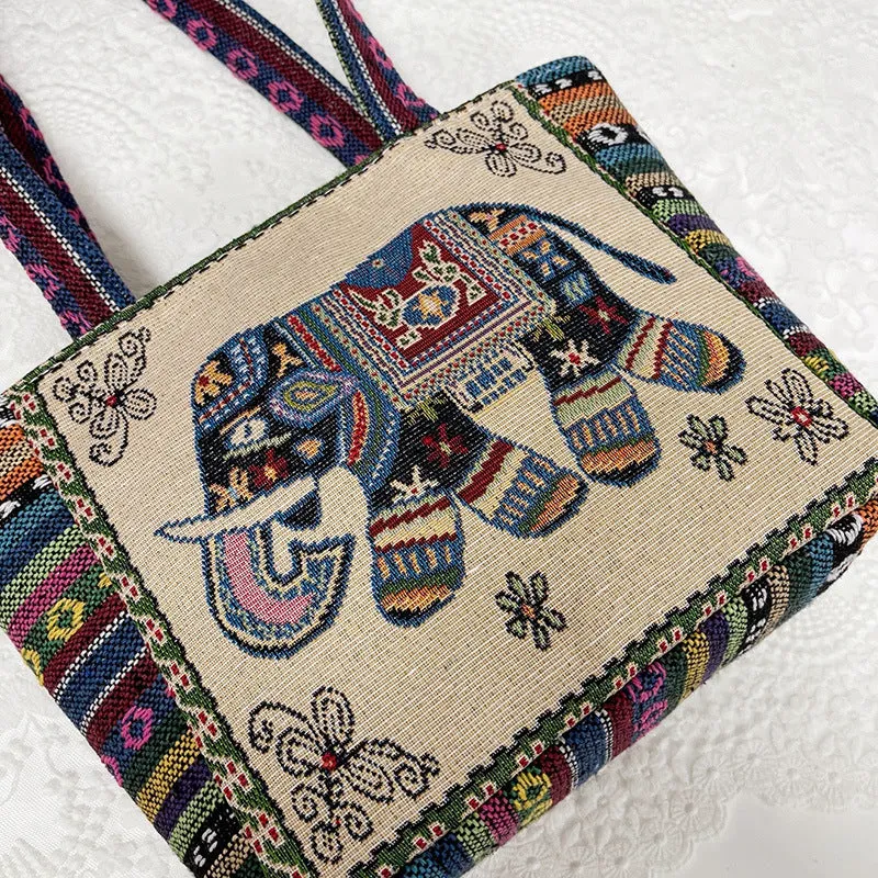 Women's Vintage Embroidery Large Capacity Cloth Ethnic Style Shoulder Bags