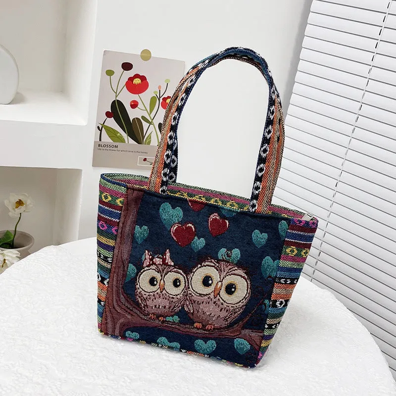 Women's Vintage Embroidery Large Capacity Cloth Ethnic Style Shoulder Bags