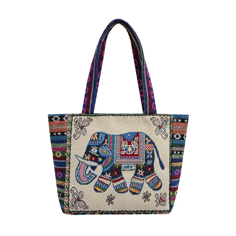 Women's Vintage Embroidery Large Capacity Cloth Ethnic Style Shoulder Bags