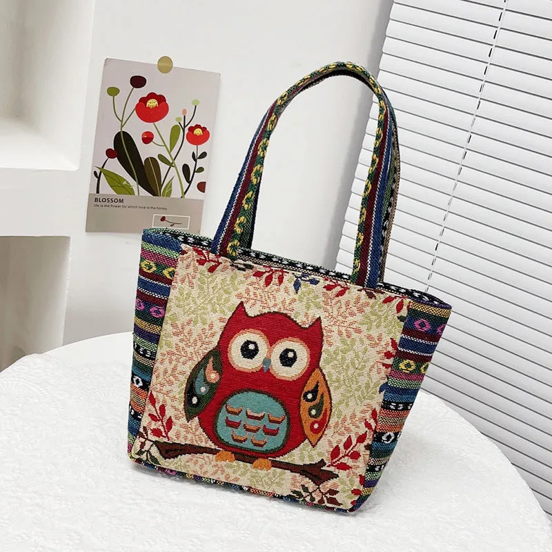 Women's Vintage Embroidery Large Capacity Cloth Ethnic Style Shoulder Bags