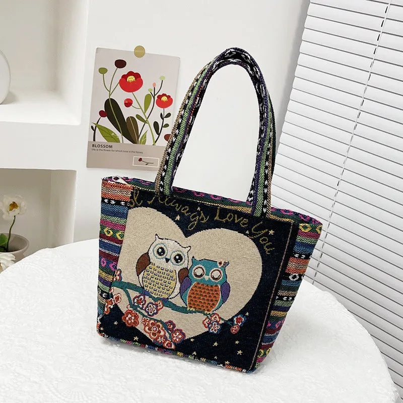 Women's Vintage Embroidery Large Capacity Cloth Ethnic Style Shoulder Bags