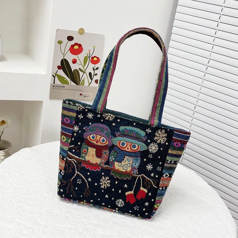 Women's Vintage Embroidery Large Capacity Cloth Ethnic Style Shoulder Bags