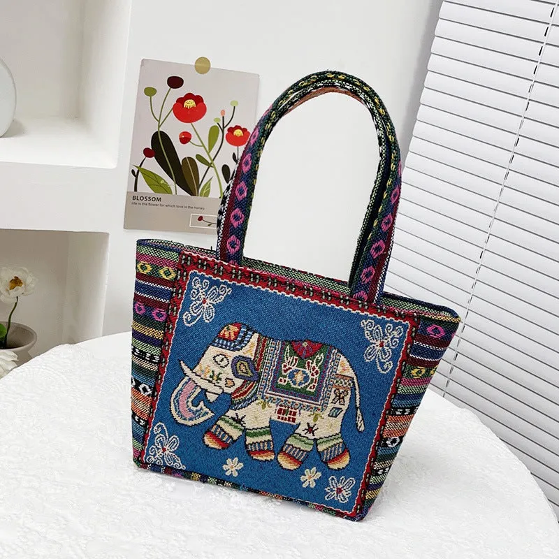 Women's Vintage Embroidery Large Capacity Cloth Ethnic Style Shoulder Bags
