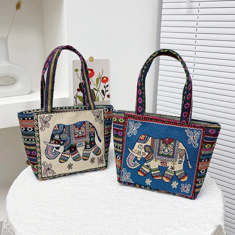 Women's Vintage Embroidery Large Capacity Cloth Ethnic Style Shoulder Bags