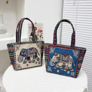 Women's Vintage Embroidery Large Capacity Cloth Ethnic Style Shoulder Bags