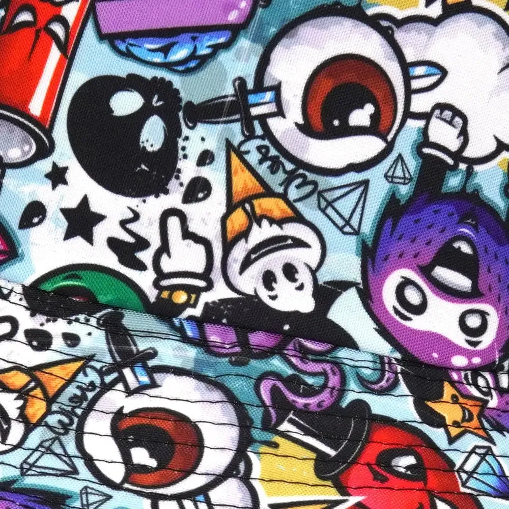 Y2K Cartoon Pattern Hip Hop Bucket Hat in Polyester and Cotton