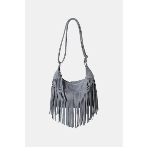 Yeppi Suede Fringe Adjustable Strap Shoulder Bag