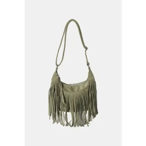 Yeppi Suede Fringe Adjustable Strap Shoulder Bag