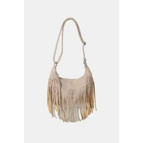Yeppi Suede Fringe Adjustable Strap Shoulder Bag
