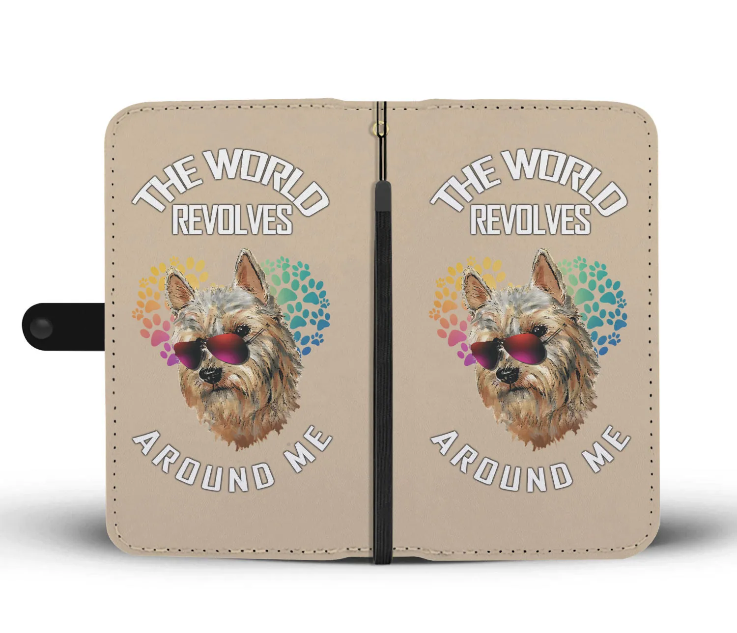 Yorkie World Phone Case Wallet - Tan