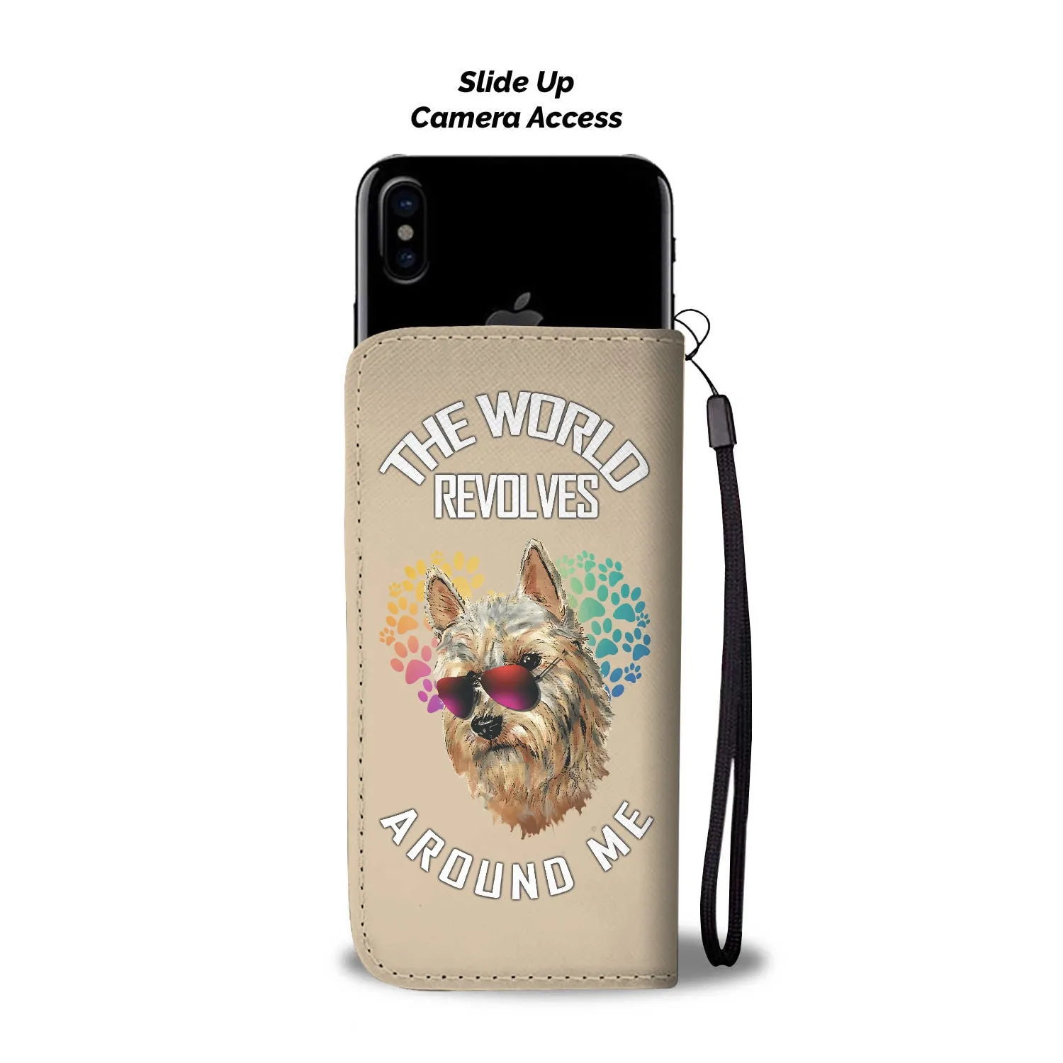 Yorkie World Phone Case Wallet - Tan